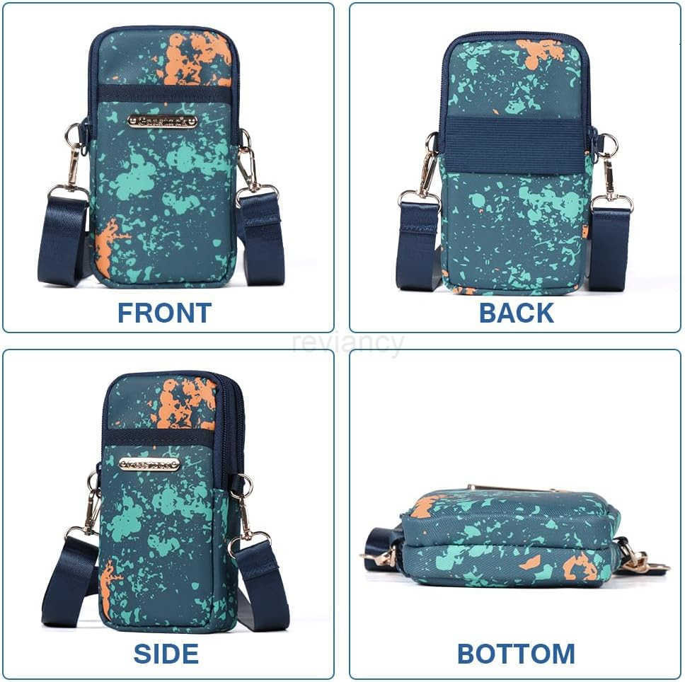 Cell Phone Purse Small Crossbody Shoulder Holsters Bags with Arm Bands Phone Key Pouch Holder for Running Walking Hiking Biking Blue PaintW250910