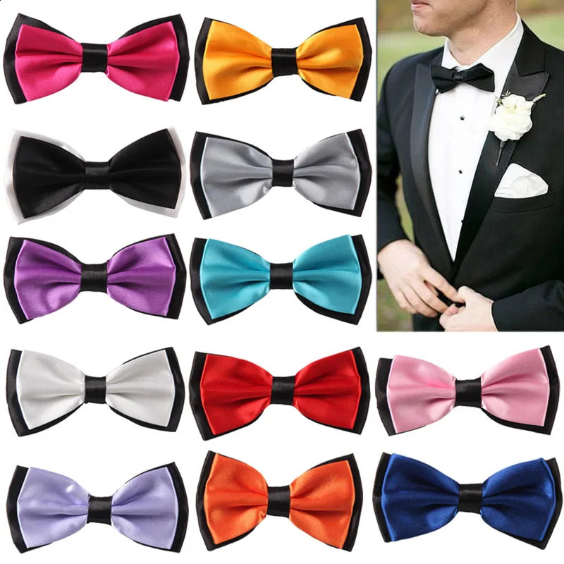 Adult Bowtie Classic Man Fashion Wedding Party Formal Satin gift Silk Multicolor Adjust Neck Bow tie style ClipOn 250909
