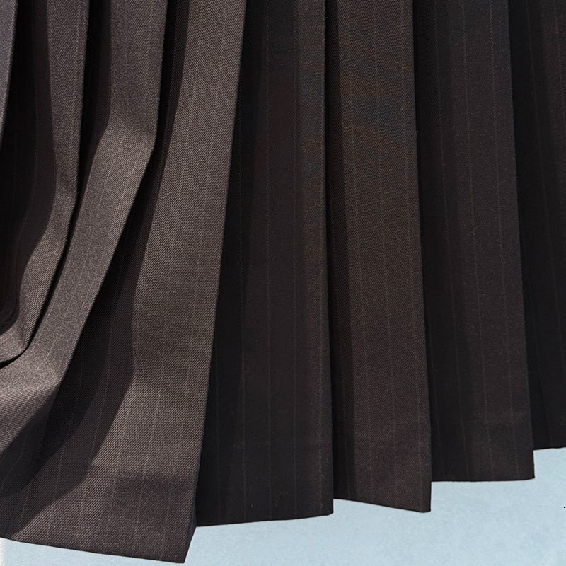Designer Luxury Elegant Women's Striped Color Block Mid-Length Pleated Skirt Tie Elastic Waist Semi Skirt Classic Clothing Apparel S0926