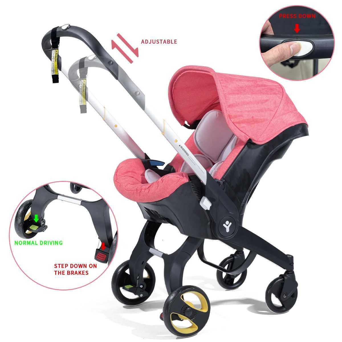 Foldable baby stroller portable and bidirectional adjustable sunshade roof metal frame available in multiple colors W250910