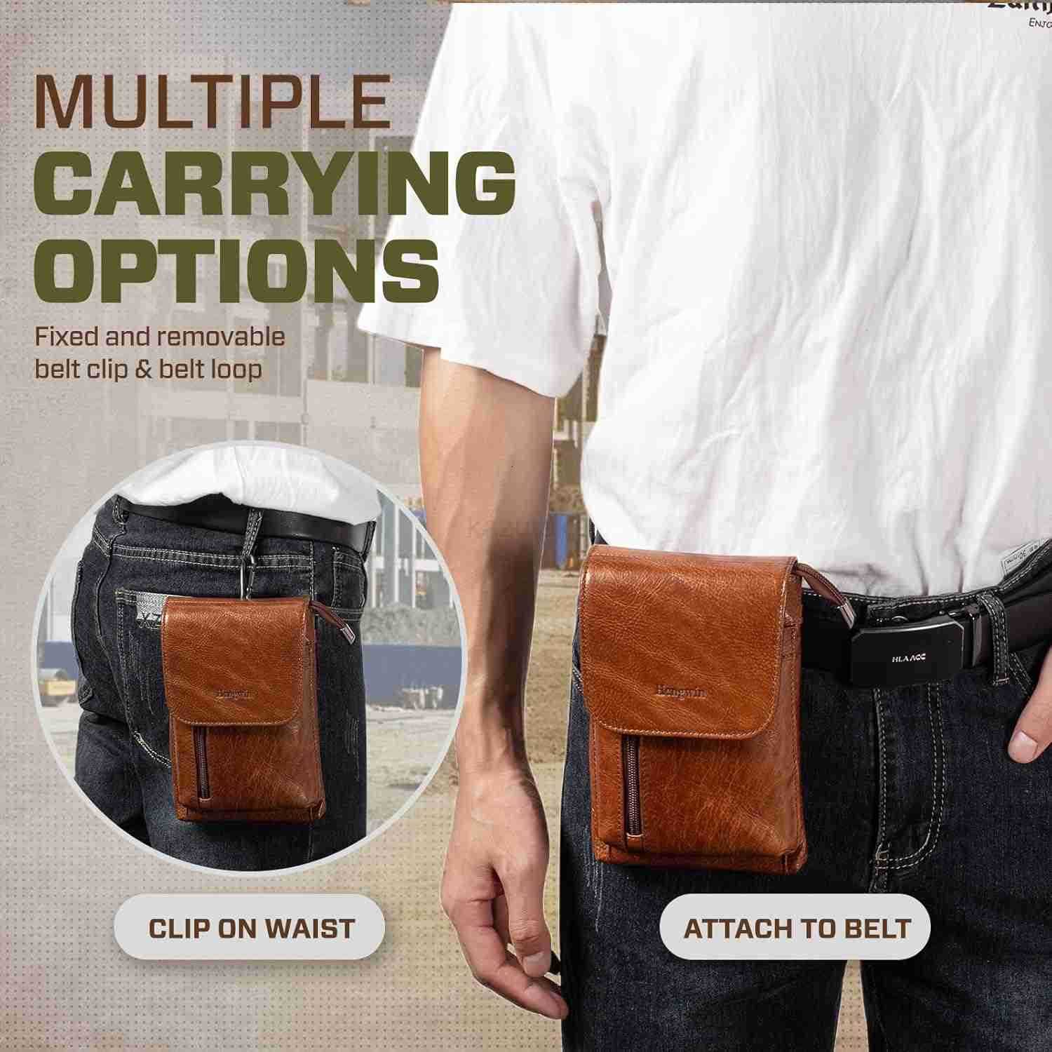 Genuine Leather Small Crossbody Bag for Men Women Cellphone Belt Pouch Bag Travel Passport Wallet Shoulder Holster Z250910