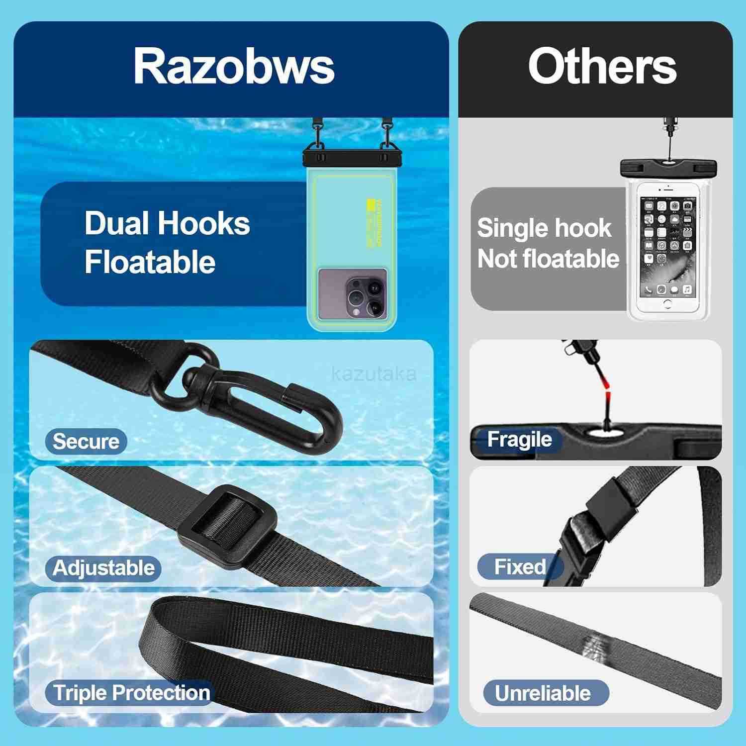 Waterproof Phone Pouch Water Proof Cell Phone Dry Bag with Adjustable Lanyard IP68 Waterproof Phone Case for iPhone 16 Pro 15 14 13 Pro Max Goog Z2509