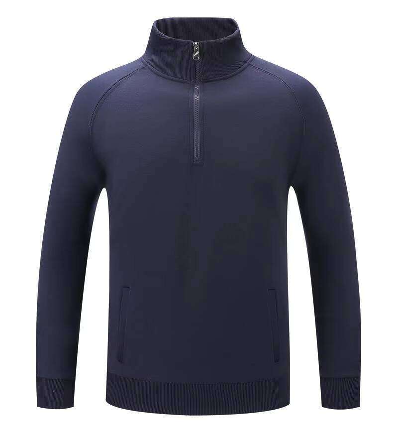 Logo Plain Embroidery Men's Blank Casual Wool Hoodie 1/4 Golf Quarter Zip Pullover Raglan Sleeve Sweatshirt