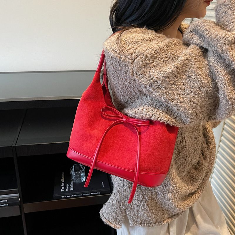 Free shipping designer Korean Version Niche Underarm Bag for Women New Simple Matte Tote Bag with Unique Bowknot Shoulder Bag Handbag