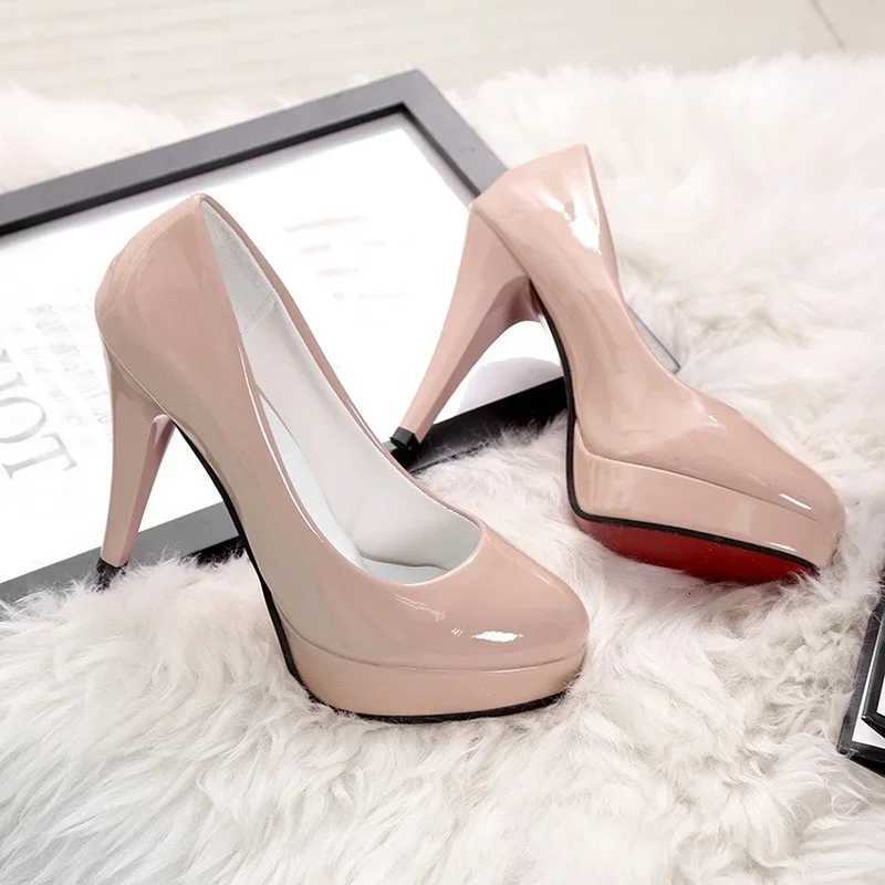 2024 Womens Highheeled Shoes Sexy Round Toe Womens Platform Heeled Shoes Patent Leather Party Dress Ladies Shoes Plus Size W250910