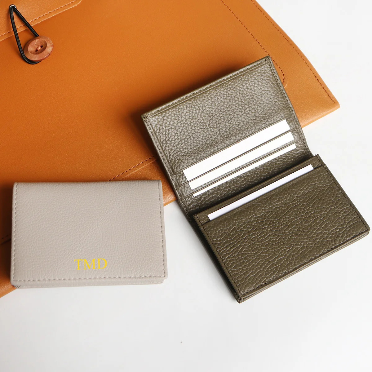Personalize Name Business Card Holder Genuine Leather Men ID Credit Card Wallet Custom Company DIY Gift Women Cardholder250906