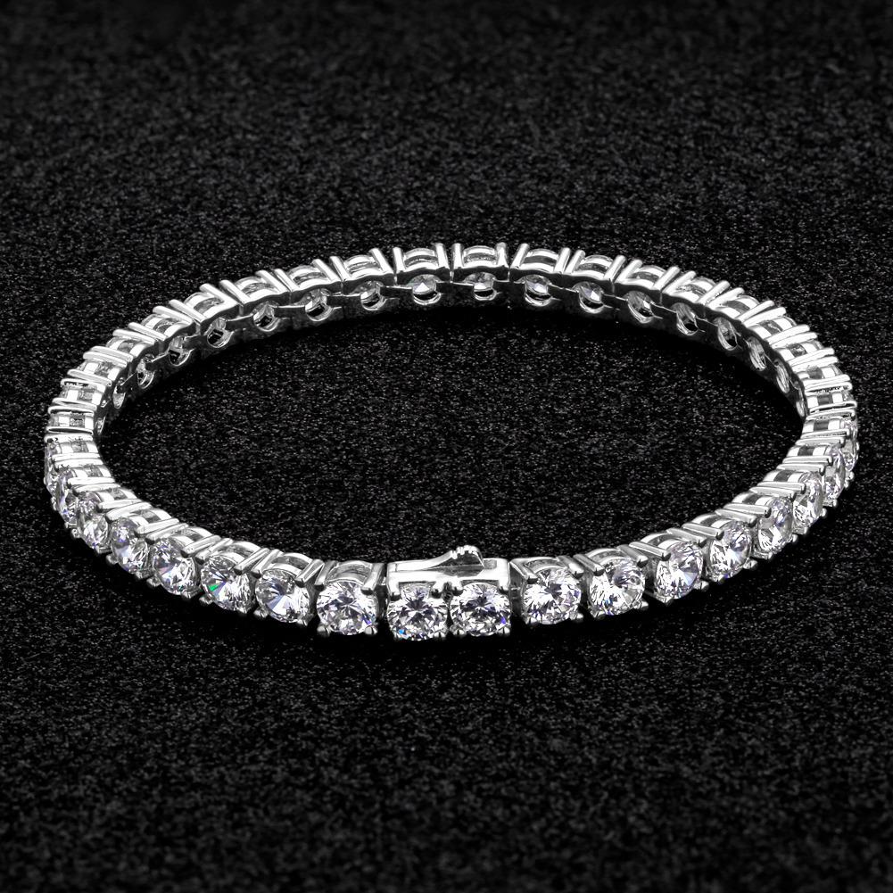 Wholesale 14K White Gold Plated 5A CZ Tennis Chain Bracelet Women Mens Jewelry Iced Out Moissanite Diamond Tennis Bracelet