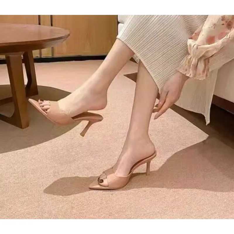 Summer New Popular Solid Color All Match Fine Heels Comfortable Womens Shoes Fashionable Pointy Open Toe Sexy High Heel Slipper W250910