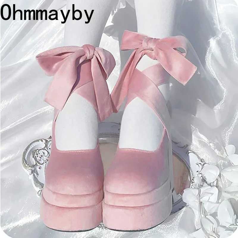 Designer Platform Women Mary Jane Shoes Fashion Elegant Cross Strap Thick Heel Shoes Ladies College Style Dress Pumps Shoes W250910