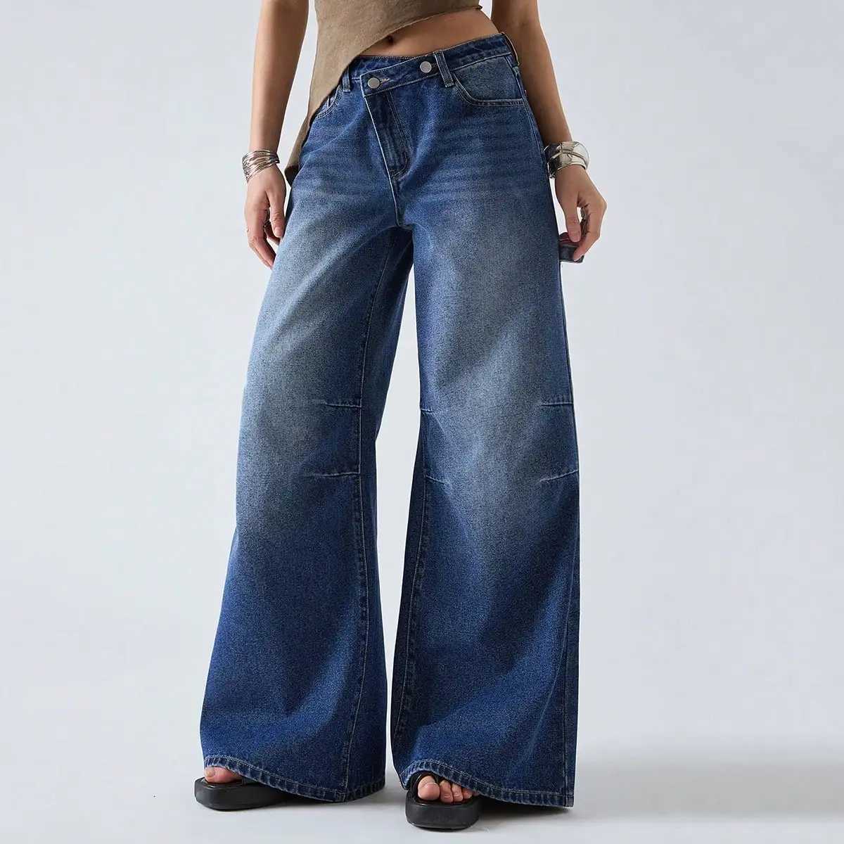American retro wide leg jeans for women spring new style versatile and easy to wear Z250910