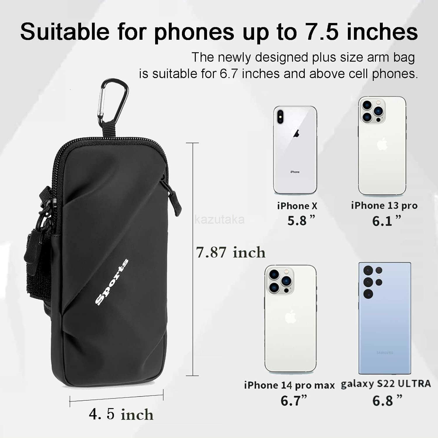 Phone Holder Arm Bands Small Crossbody Shoulder Holsters Bag with Arm Band Fits iPhone and All Cell Phones Use for Running Walking Hiking Biking Plus 