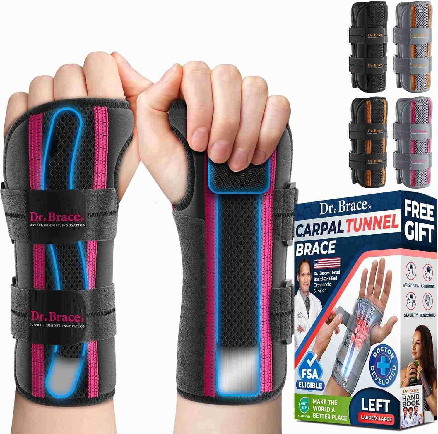 Adjustable Wrist Brace Night Support for Carpal Tunnel FSA HSA Eligible Doctor Developed Upgraded with Double Splint Therapeutic Cushion Hand Brace Fo
