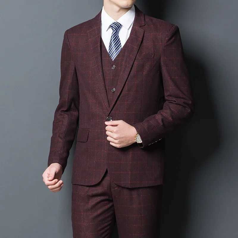 2025 Suit Blazer Vest Pants Mens Fashion Hosting Work Business Wedding Casual Art Style Elegant Gentlemans Suit M6XL W250910