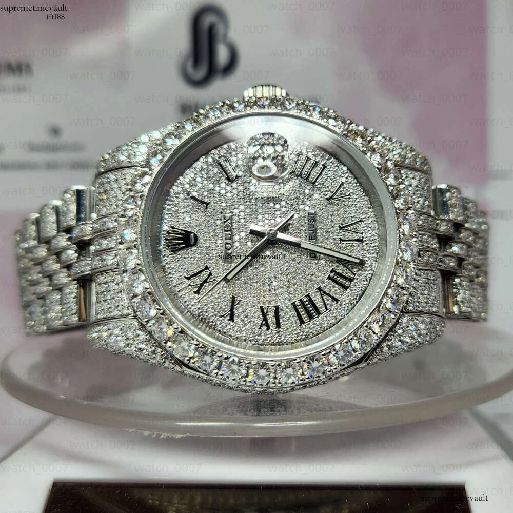 High Quality Stainless Steel Iced Out Moissanite Dia VVS Clarity Studded Analog Watch Wholesale Price