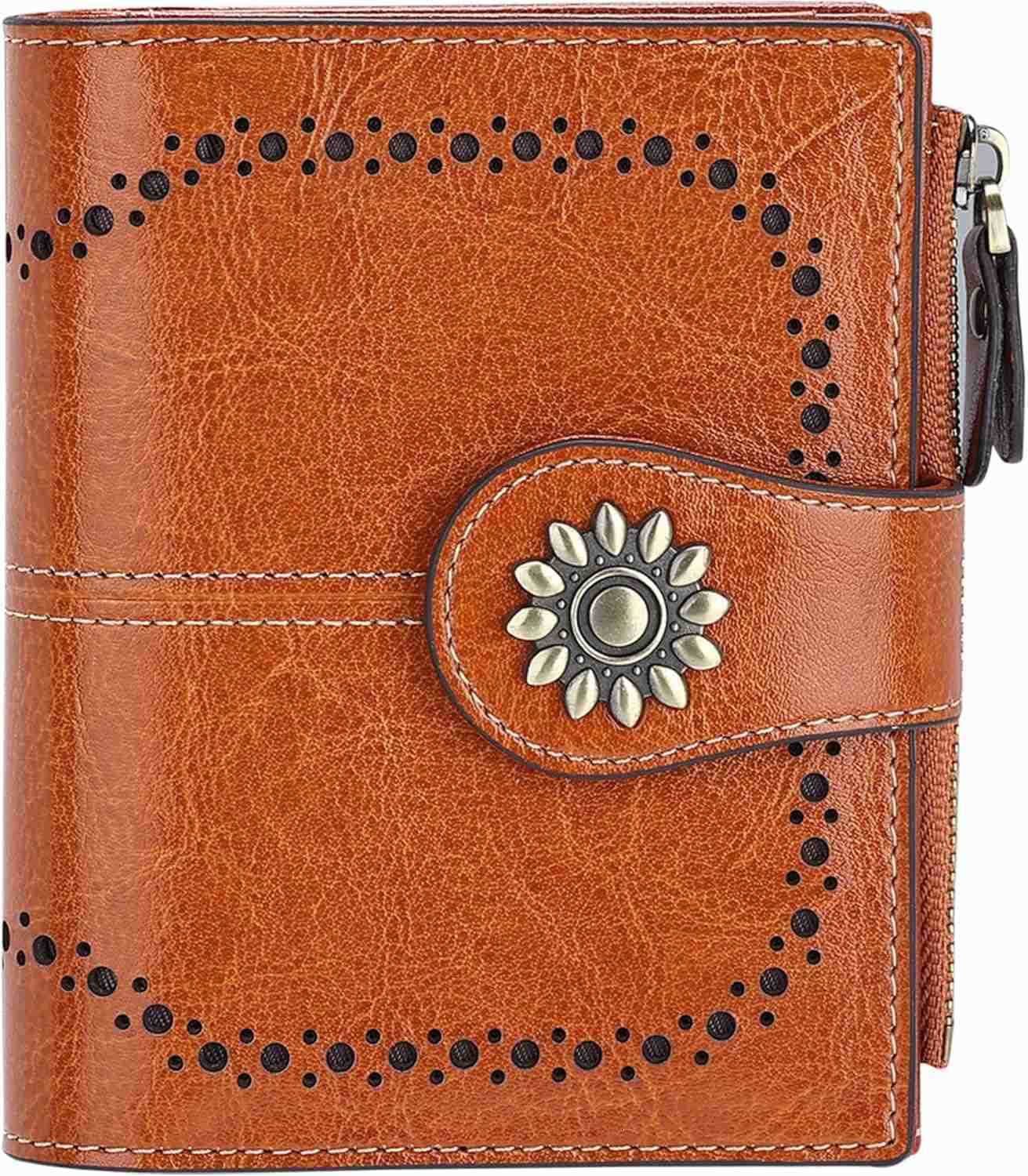 Womens Leather Wallet Small Compact RFID Blocking CARD Case Purse with Zipper PocketZ250910