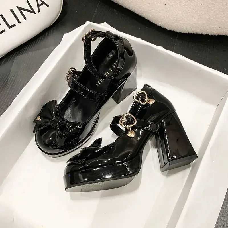 Hot Selling High Heels Pumps Women 2025 Autumn Fashion Black Chunky Platform Lolita Shoes Woman Bowtie Thick Heel Gothic Shoes W250910
