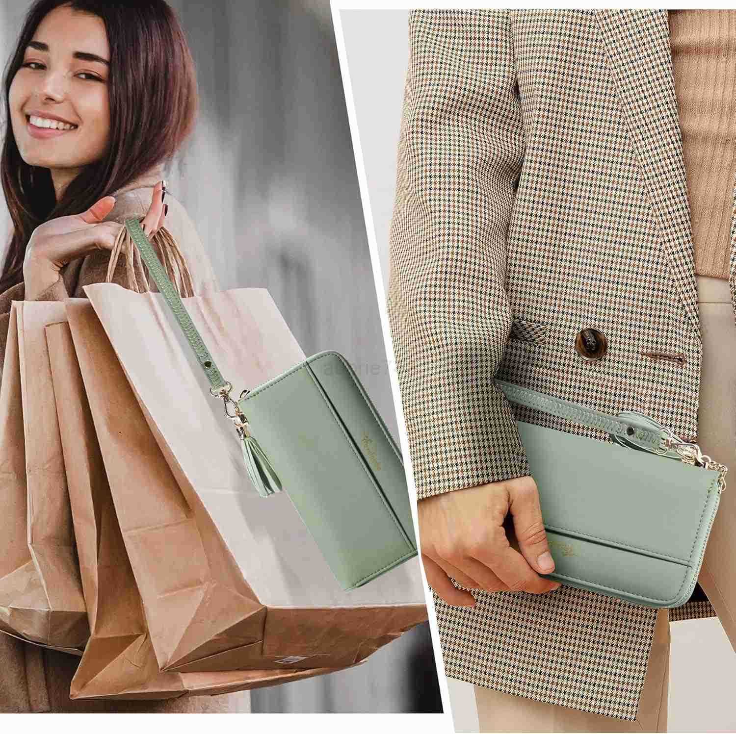 Womens Wallet Tassel Bifold Ladies Cluth Wristlet Wrist strap Long PurseZ250910