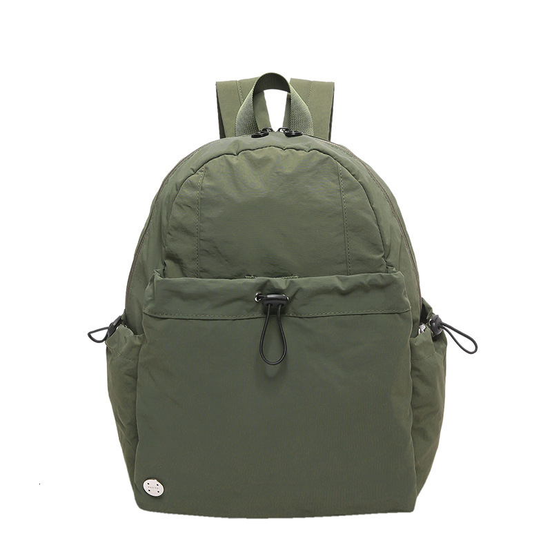 Waterproof Nylon Fabric Unisex Simple Artistic Lightweight Large Capacity Middle School Student Backpack Burden-Reducing