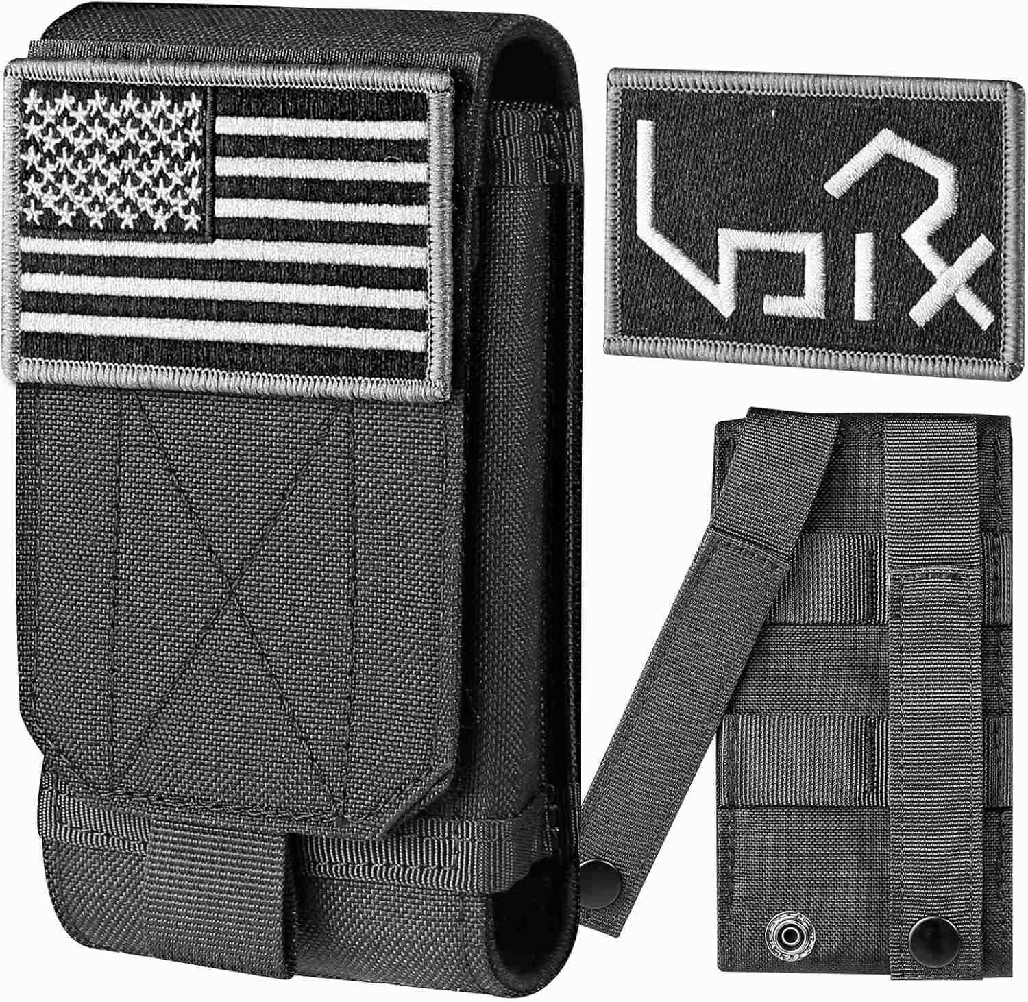 Black Army Camo Molle Bag for Mobile Phone Belt Pouch Holster Cover Case for iPhone 16 Pro MaxiPhone 15 Pro MaxiPhone 14 13 12 Pro MaxiPhone 16 15 14 