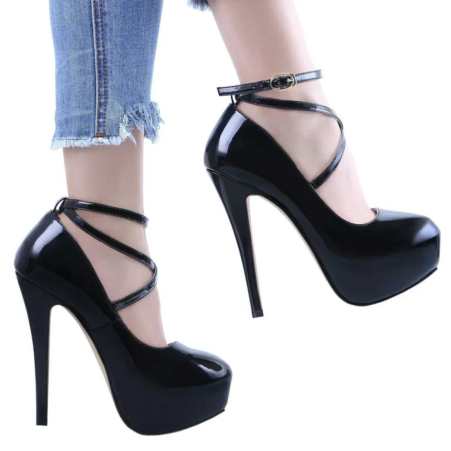 Women Platform Stilettos Sexy Pumps Shallow Round Toe Slingback Super High Heels Elegant Party Wedding Banquet Shoes W250910