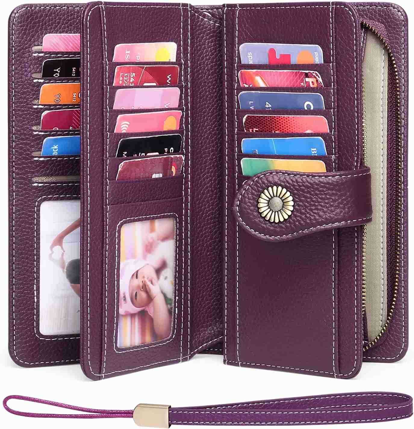 Women Genuine Leather Wallet Large Capacity Bifold RFID Blocking Card Holder with Zipper Coin PocketZ250910