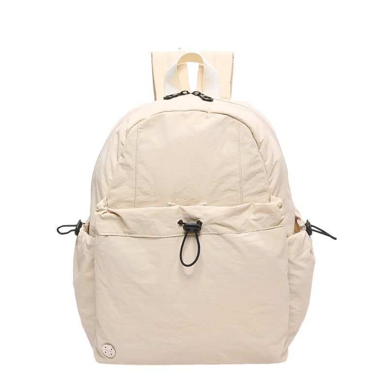 Waterproof Nylon Fabric Unisex Simple Artistic Lightweight Large Capacity Middle School Student Backpack Burden-Reducing