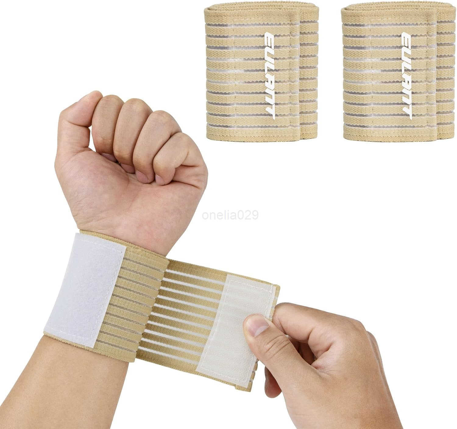 Wrist Support Brace 2 Pairs Adjustable Compression Wrist Wraps Wristbands for Carpal Tunnel Arthritis Tendonitis Weightlifting Tennis Basketball W2509
