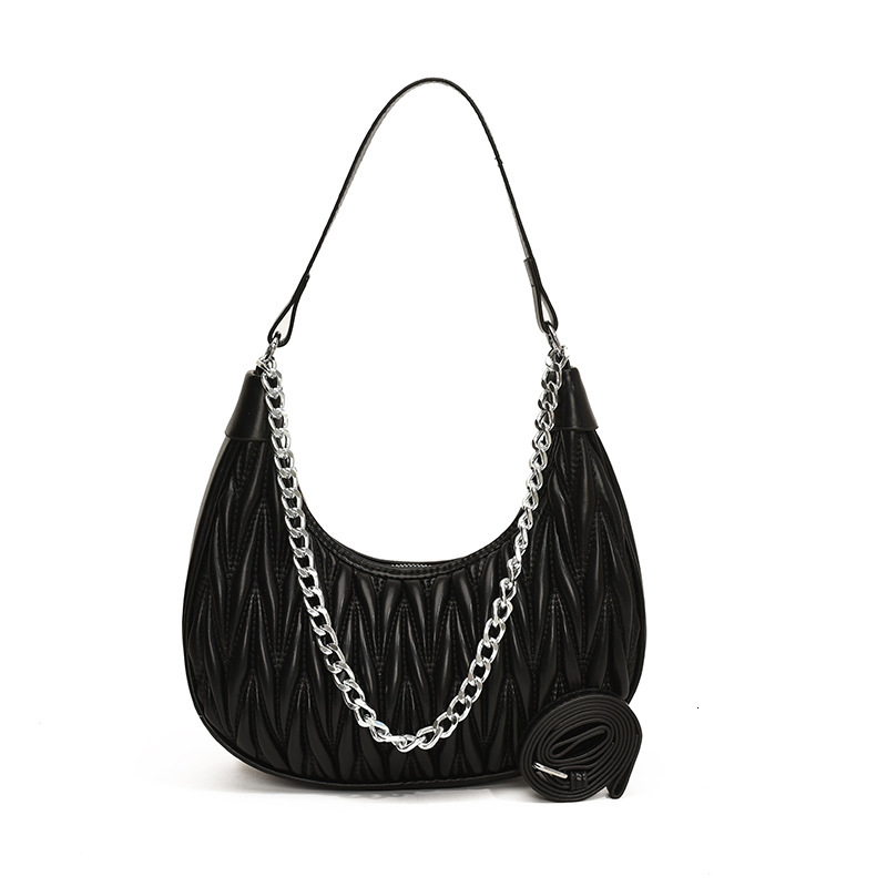 Free shipping designer New Summer Chain Pleated Women Bag Fashionable Textured Handbag Versatile Light Luxury Shoulder Bag Underarm Crossbody Bag