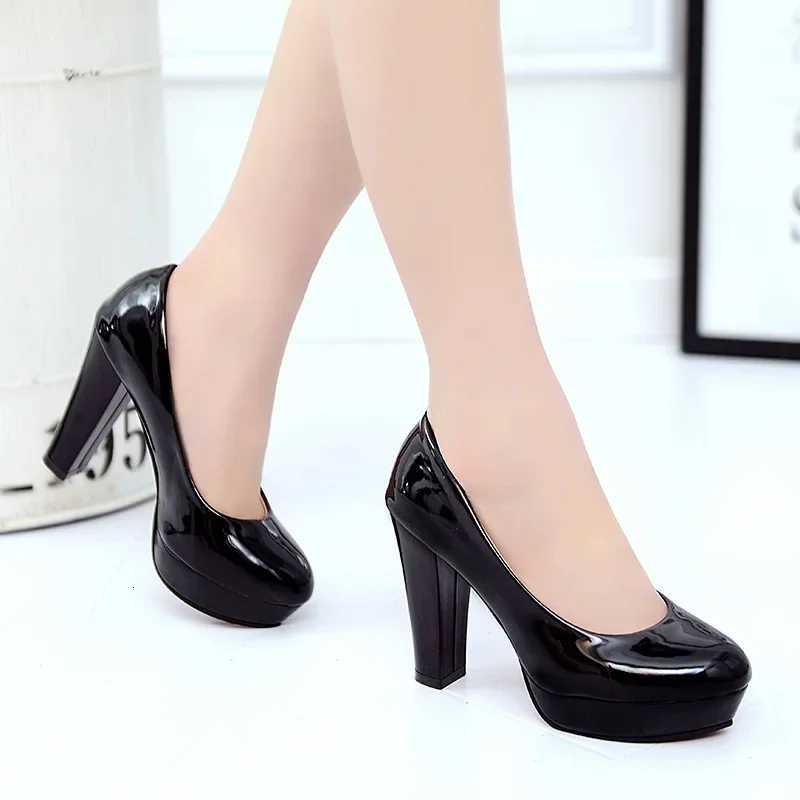 High Heels Shoes Women White Wedding Shoes Thick 10 CM Heels Fashion Party Pumps Footwear Black Red Round Zapatos De Mujer W250910