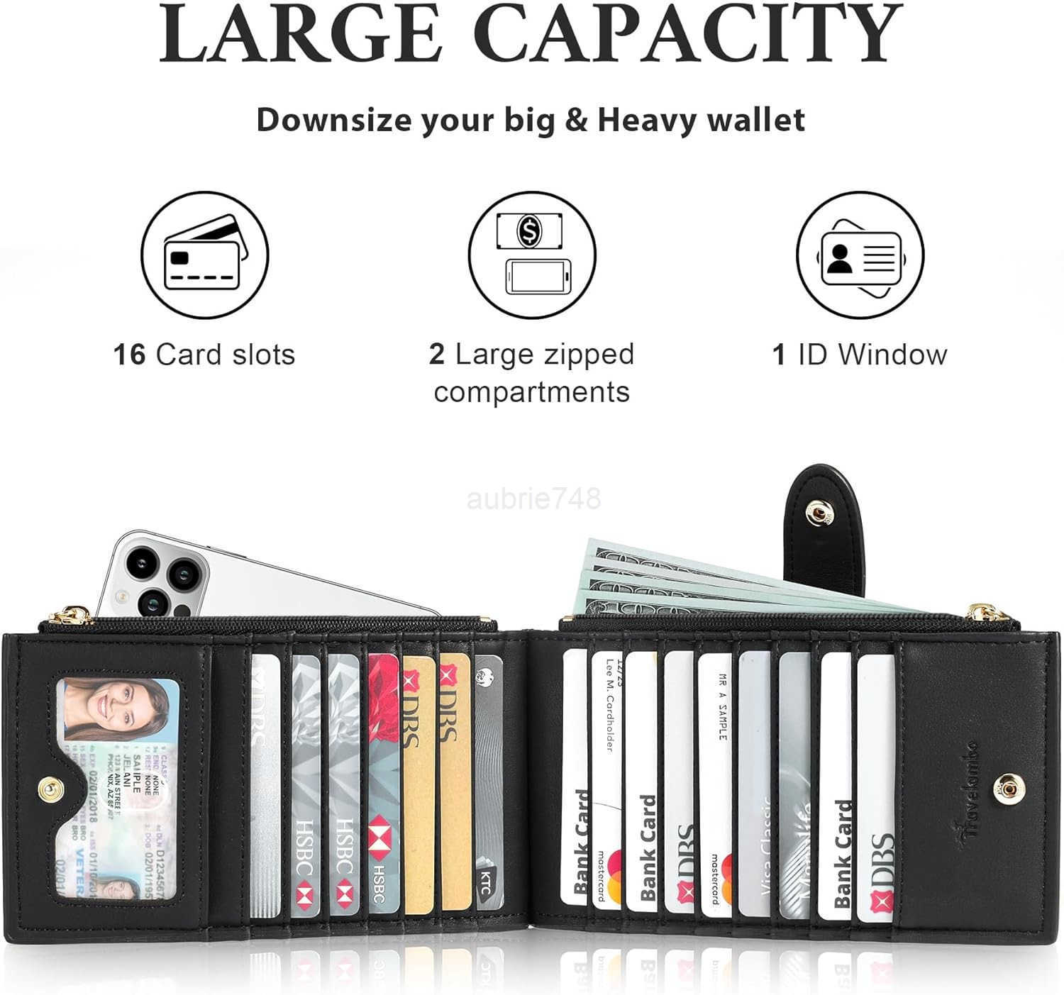 Leather Wallets for Women Slim RFID Blocking Bifold CARD Holder WalletZ250910