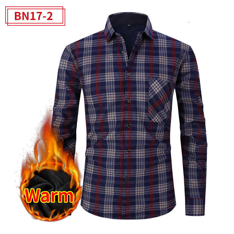 European American style casual thick warm for men, long sleeve plus size autumn and winter shirt 2025 new versatile fashion clothing