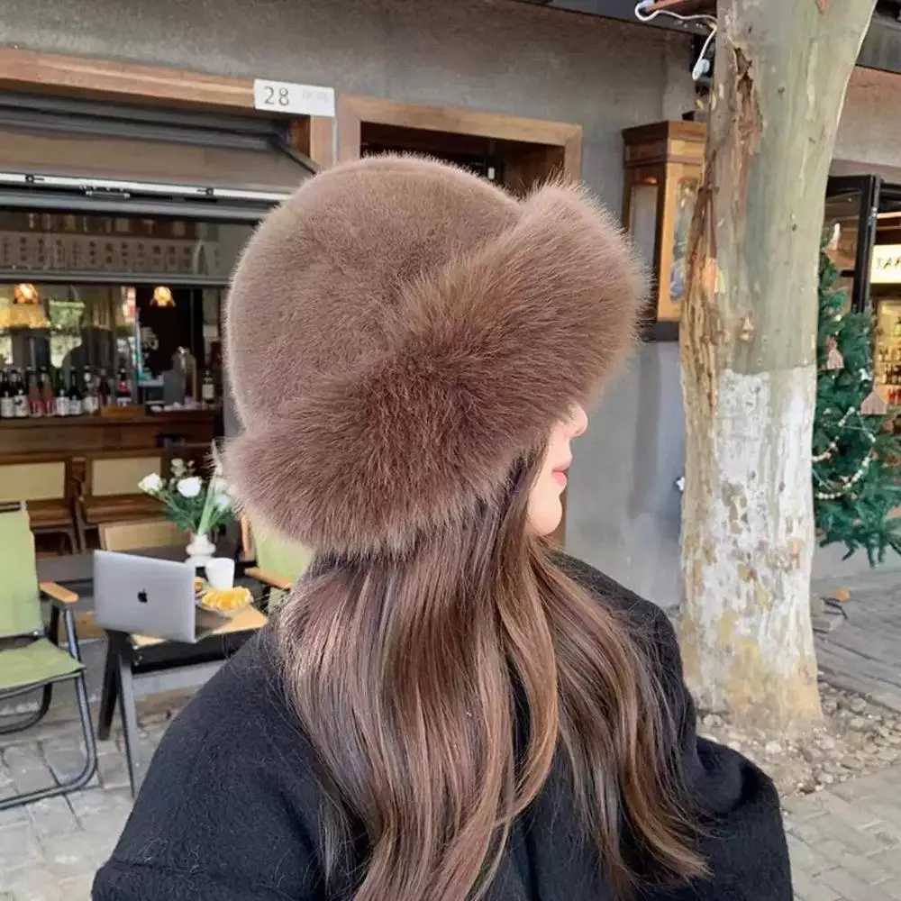 Korean Fashion Hat For Women Winter Thick Warm Imitation Fur Fisherman Hat Luxury Ladies Imitation Mink Fur Mongolia CXJ250910