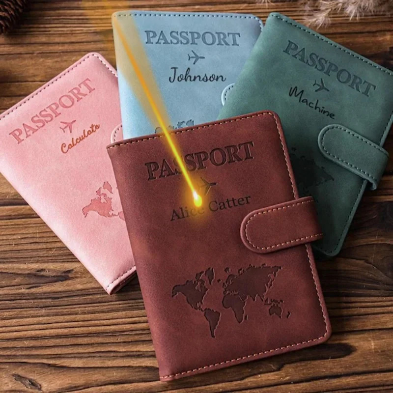 Custom Passport Cover Monogrammed Engraved Name Passport Cover Case Holder Wedding Bridesmaid Groomsman Gift Passport Wallet250906