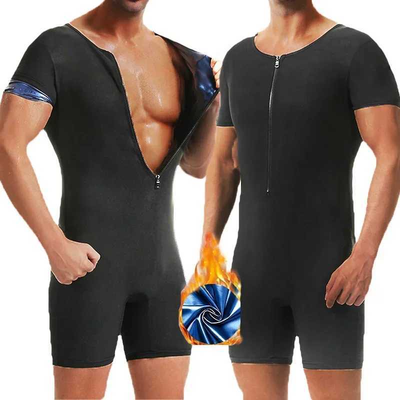 MrifDila Hot Sweating Jumpsuits Men Waist Sauna Suit Body Shaper for Fitness Gym Exercise Training Weat Bodysuits Men W250910