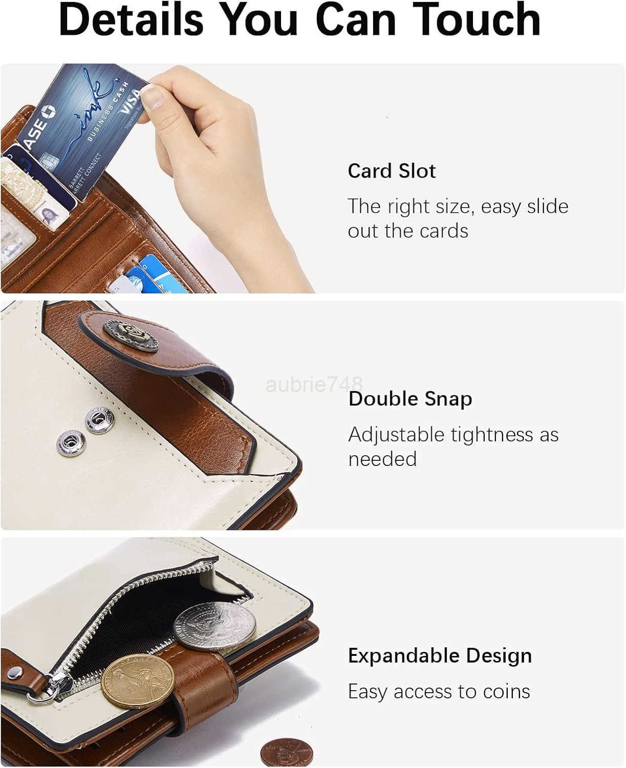 Leather Wallets for Women RFID Blocking Zipper Pocket Small Bifold Wallet Card CaseZ250910