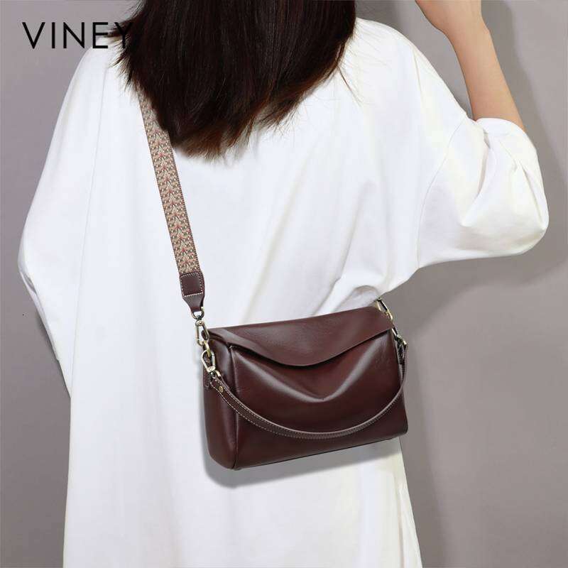 VINEY Ladies 2025 New Messenger Women's Large Capacity High-Grade Genuine Leather Shoulder Pillow Bag