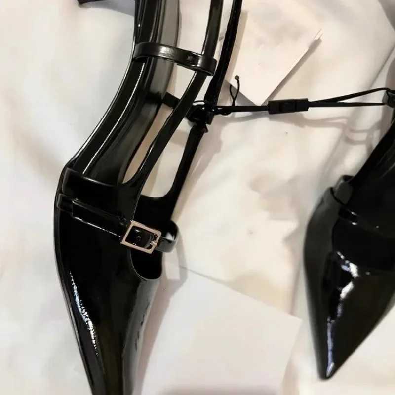 Black High Heel Women 2024 Summer Woman Pumps Pointed Leather Sexy Slingbacks Shallow Mouth Single Shoes For Sandals W250910