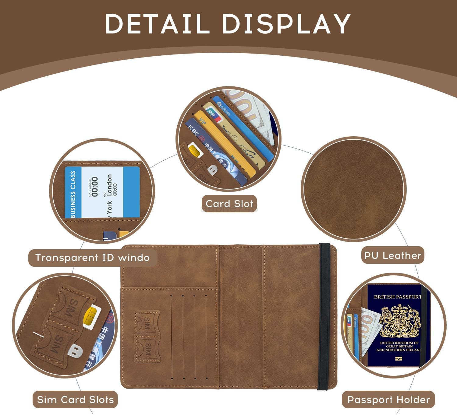 CoverPassport Holder Travel WalletRFIDBlocking Passport Case Travel Accessories Card Holder Wallet Unisex Travel GiftsBrownZ250910