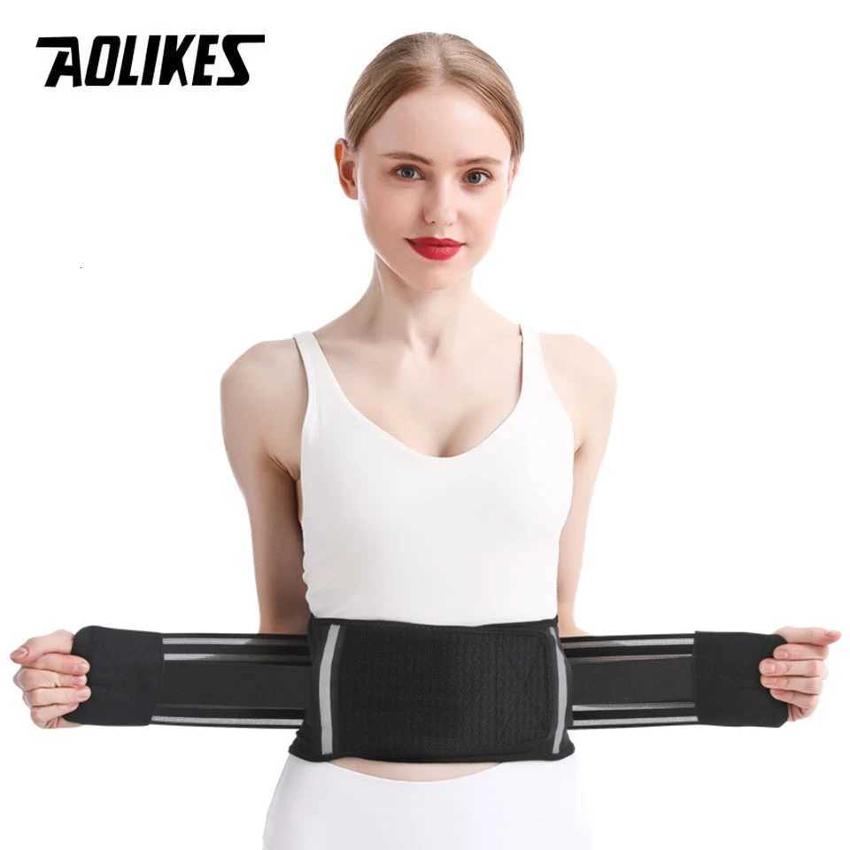 AOLIKES Fitness Reflective strip Sports Running Pressurize Waist Back Support Breathable Lumbar Back Brace Belt for MenWomen W250910