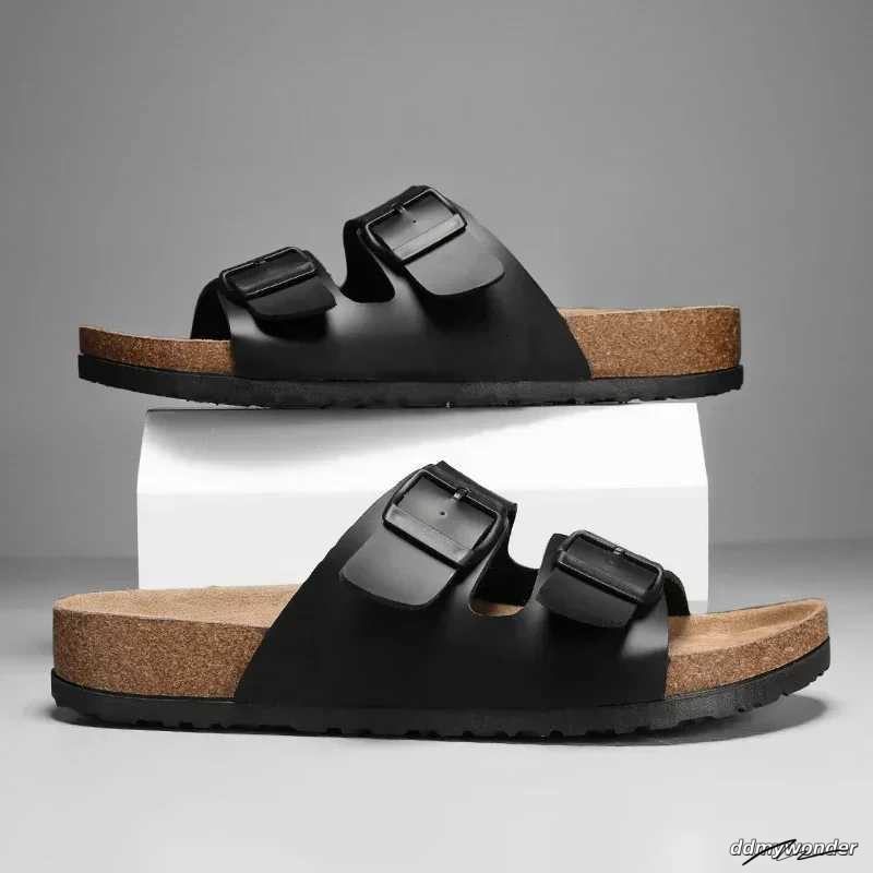 2024 New Leather Cork Herringbone For Men And Couples Summer Moeller Slippers Fion Casual Beach Sandals Y250626
