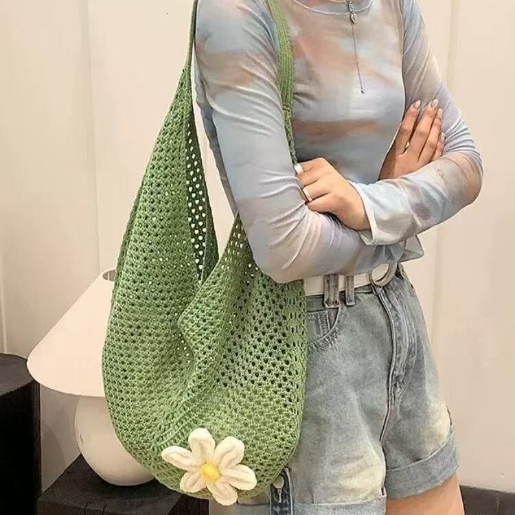 Luxury Bag Free Shipping Designer Bag Original High Quality Woven Bag For Women New Knitted Hollow Single Shoulder Lazy Style Beach Vacation Bag