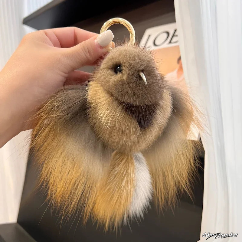 Hip Hop Mink Keychain Mens Announcement Bird Pendant Keybag Key Decoration Leather Toy Pom Trinket Gift Women 250409 ddmywonder ddmywonder ddmywonder