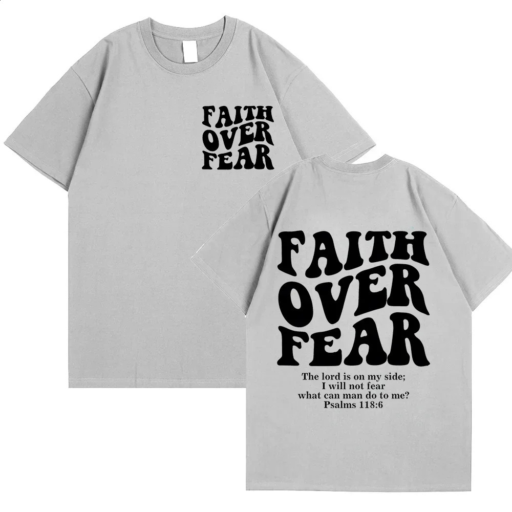 Faith Over Fear Christian Women Tshirts Clothes Jesus Fashion Trendy Bible Verse Sportwear Aesthetic 250910