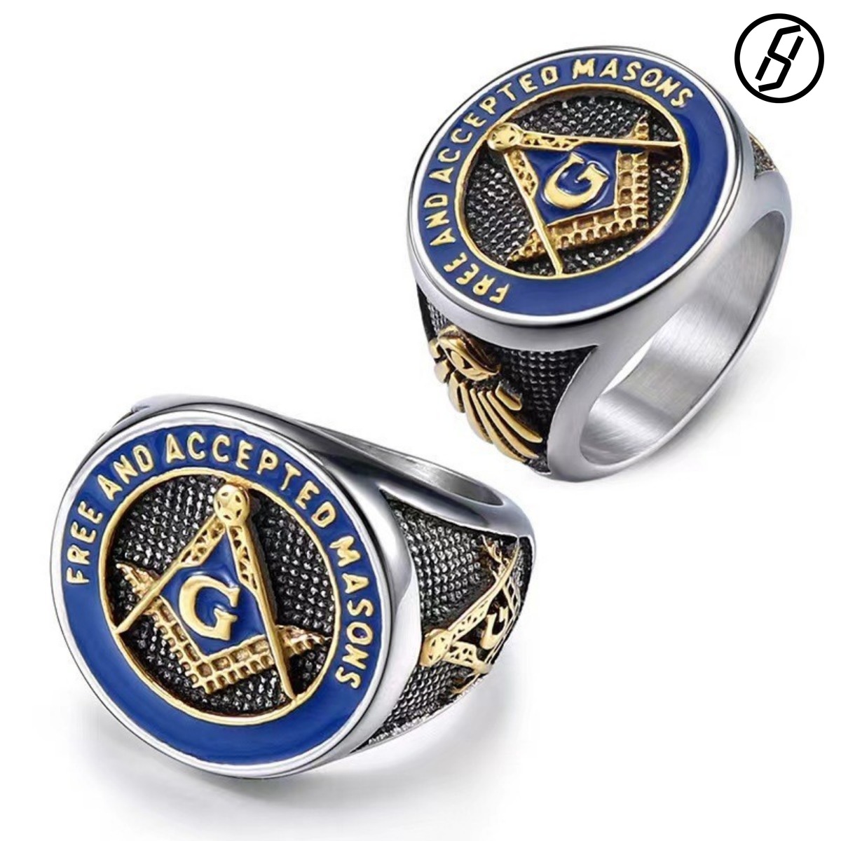 Hot Sale Punk HIPHOP Gold plated Diamond AG Freemasonry Pirate Marine Corps Eagle Ring Boutique Craft Designer Original Jewelry Wholesale - view 8