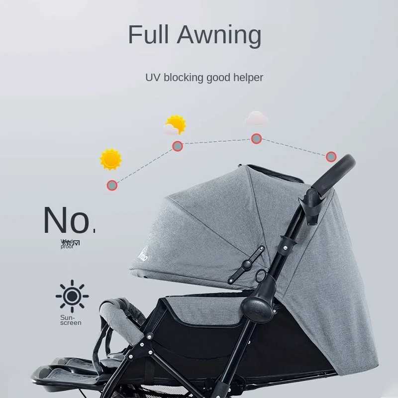 Baby Double Pushchair Ultra Lightweight Twoway Foldable Shock Absorbing Poussette Double Can Sit and Lie Down Twin Pram W250910