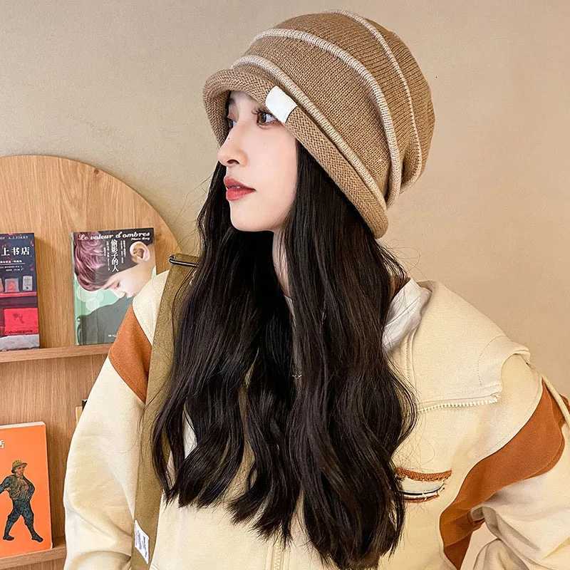 RICYGVM Korean Wen Rold Edge Plover Hat Baggy Slouchy Beanie Autumn Winter Ear Warm Skls Fashion Girl Kint Woon G250910