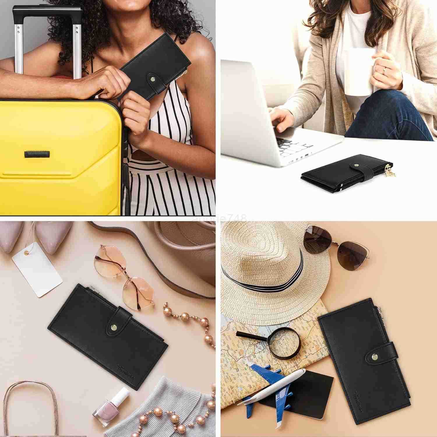Leather Wallets for Women Slim RFID Blocking Bifold CARD Holder WalletZ250910