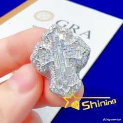 Iced Out Sterling Sier Hip Hop Moissanite Ring Men Custom Cross Finger Rings ddmywonder ddmywonder ddmywonder ddmywonder