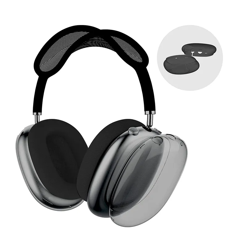Top ANC Metal pods Pro case for max Headband Headphone Accessories Transparent Solid Silicone Waterproof Protective case for air Maxs Headphones Case