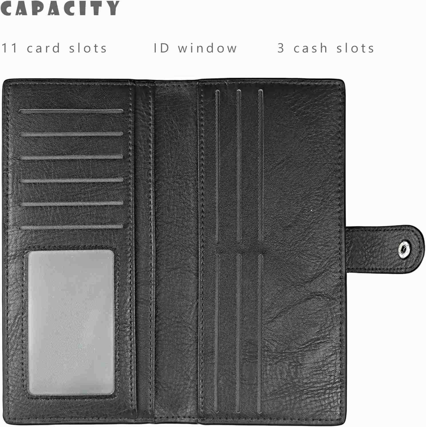 Slim Long Lightweight Wallet for WomenThin soft Bifold Minimalist Design with Zipper Pocket for Coins BlackZ250910